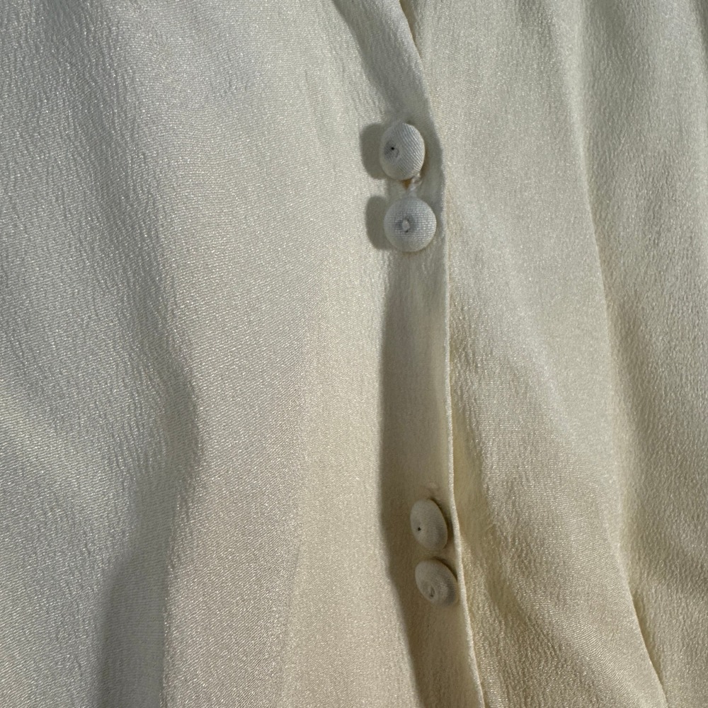 True Vtg 70s Arlene of Hollywood Cream Crepe Blouse Piratecore Edwardian S - Picture 4 of 11